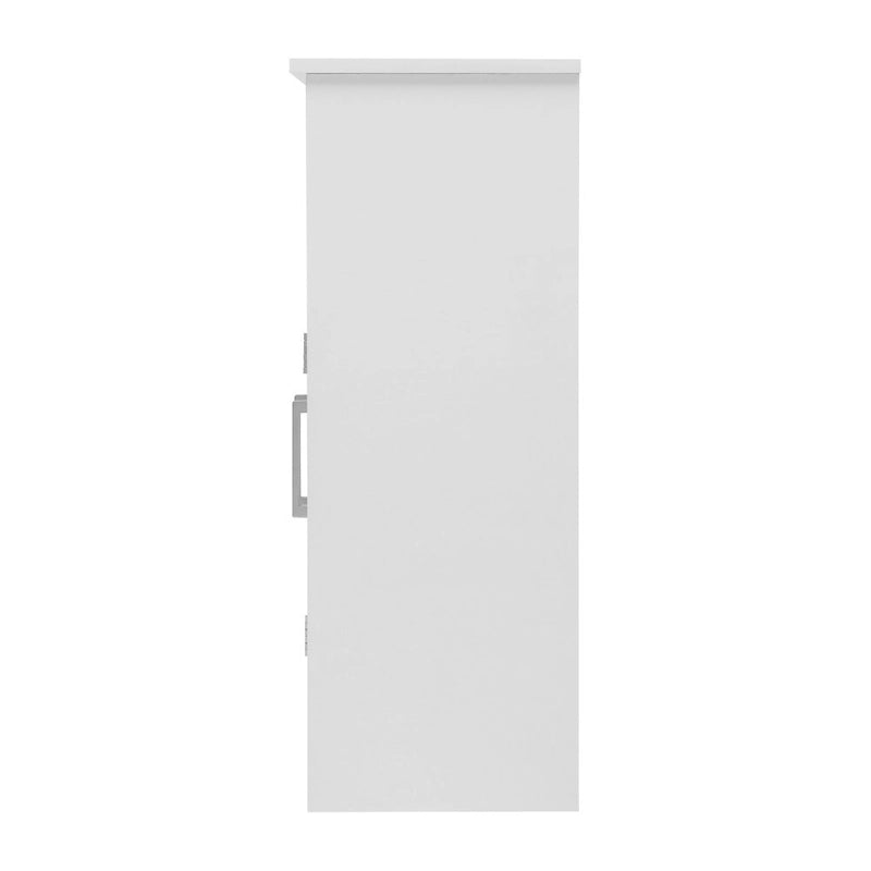 Mobiletto da bagno a pavimento autoportante bianco/grigio, con 2 ante, montaggio da 1 persona