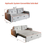 Divano-letto a due posti, Beige/Nero, idraulico, convertibile