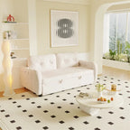 Divano-letto a due posti, Beige/Nero, idraulico, convertibile