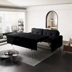 Divano-letto a due posti, Beige/Nero, idraulico, convertibile
