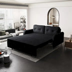 Divano-letto a due posti, Beige/Nero, idraulico, convertibile