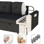 Divano-letto a due posti, Beige/Nero, idraulico, convertibile