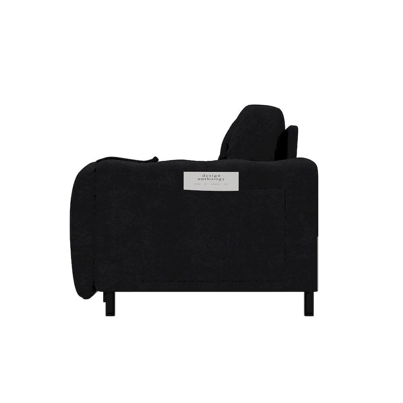 Divano-letto a due posti, Beige/Nero, idraulico, convertibile