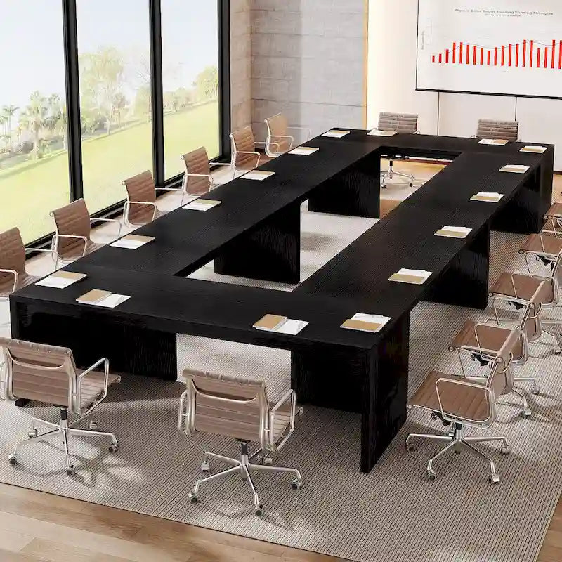 Tavolo riunioni componibile rettangolare marrone, 2/4/6 posti