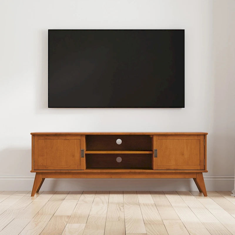 Mobile Porta TV Moderno Metà Secolo in Teak Marrone, Larghezza 183 cm, Adatto per TV fino a 80"