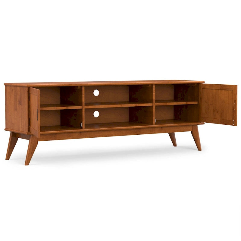 Mobile Porta TV Moderno Metà Secolo in Teak Marrone, Larghezza 183 cm, Adatto per TV fino a 80"