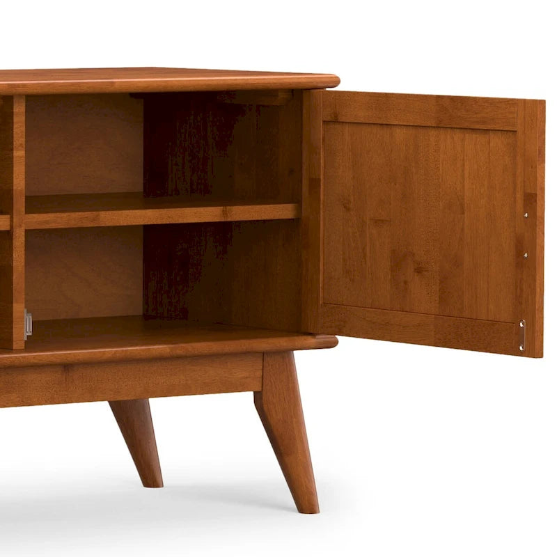 Mobile Porta TV Moderno Metà Secolo in Teak Marrone, Larghezza 183 cm, Adatto per TV fino a 80"
