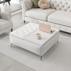 35 inch Wide Square Storage Benches Coffee Table with Lift Top Oversized Storage Ottoman in Upholstered