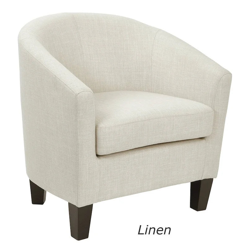 Poltrona a pozzetto di metà secolo con gambe color espresso scuro, lino/denim, 1 posto
