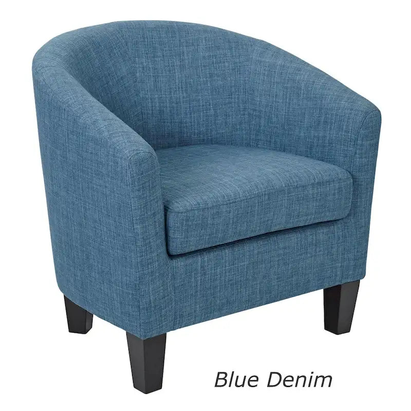 Poltrona a pozzetto di metà secolo con gambe color espresso scuro, lino/denim, 1 posto