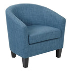Poltrona a pozzetto di metà secolo con gambe color espresso scuro, lino/denim, 1 posto
