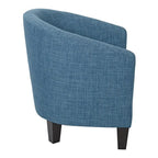 Poltrona a pozzetto di metà secolo con gambe color espresso scuro, lino/denim, 1 posto