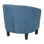 Poltrona a pozzetto di metà secolo con gambe color espresso scuro, lino/denim, 1 posto