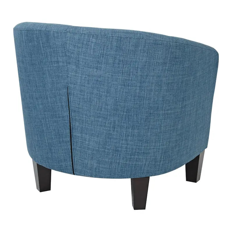 Poltrona a pozzetto di metà secolo con gambe color espresso scuro, lino/denim, 1 posto