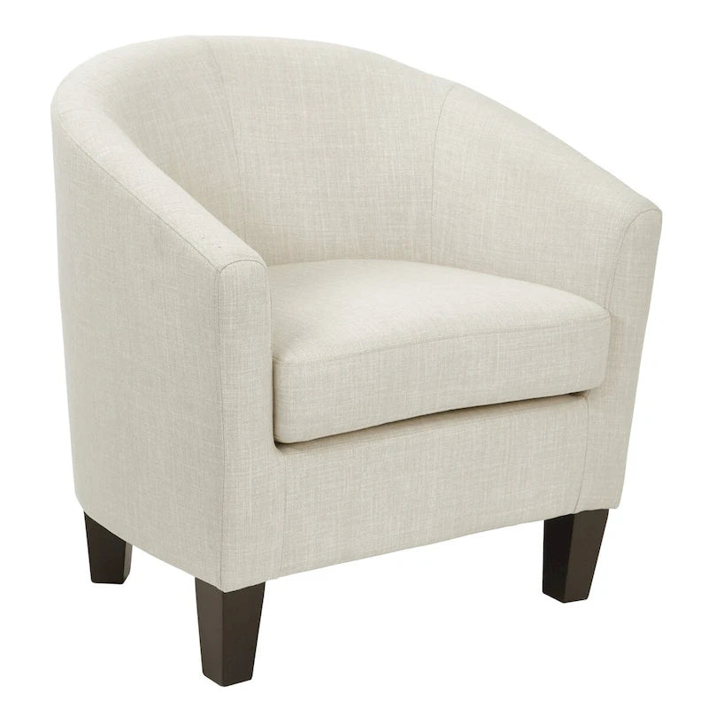 Poltrona a pozzetto di metà secolo con gambe color espresso scuro, lino/denim, 1 posto