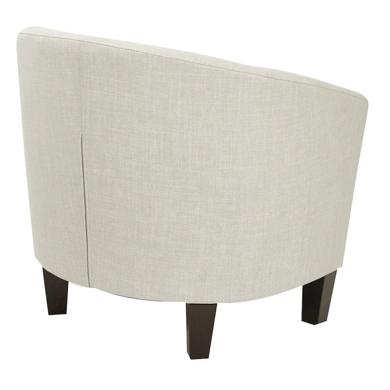 Poltrona a pozzetto di metà secolo con gambe color espresso scuro, lino/denim, 1 posto