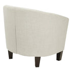 Poltrona a pozzetto di metà secolo con gambe color espresso scuro, lino/denim, 1 posto