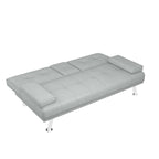 Divano letto pieghevole grigio chiaro, 2-3 posti, schienale regolabile, similpelle