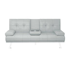 Divano letto pieghevole grigio chiaro, 2-3 posti, schienale regolabile, similpelle
