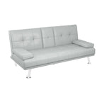 Divano letto pieghevole grigio chiaro, 2-3 posti, schienale regolabile, similpelle
