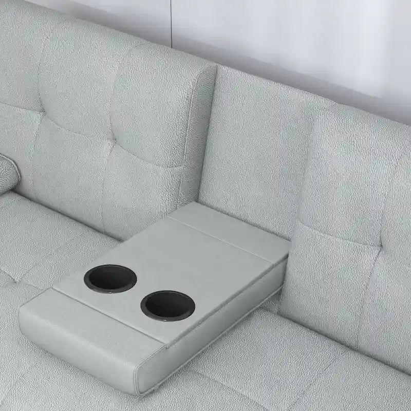 Divano letto pieghevole grigio chiaro, 2-3 posti, schienale regolabile, similpelle